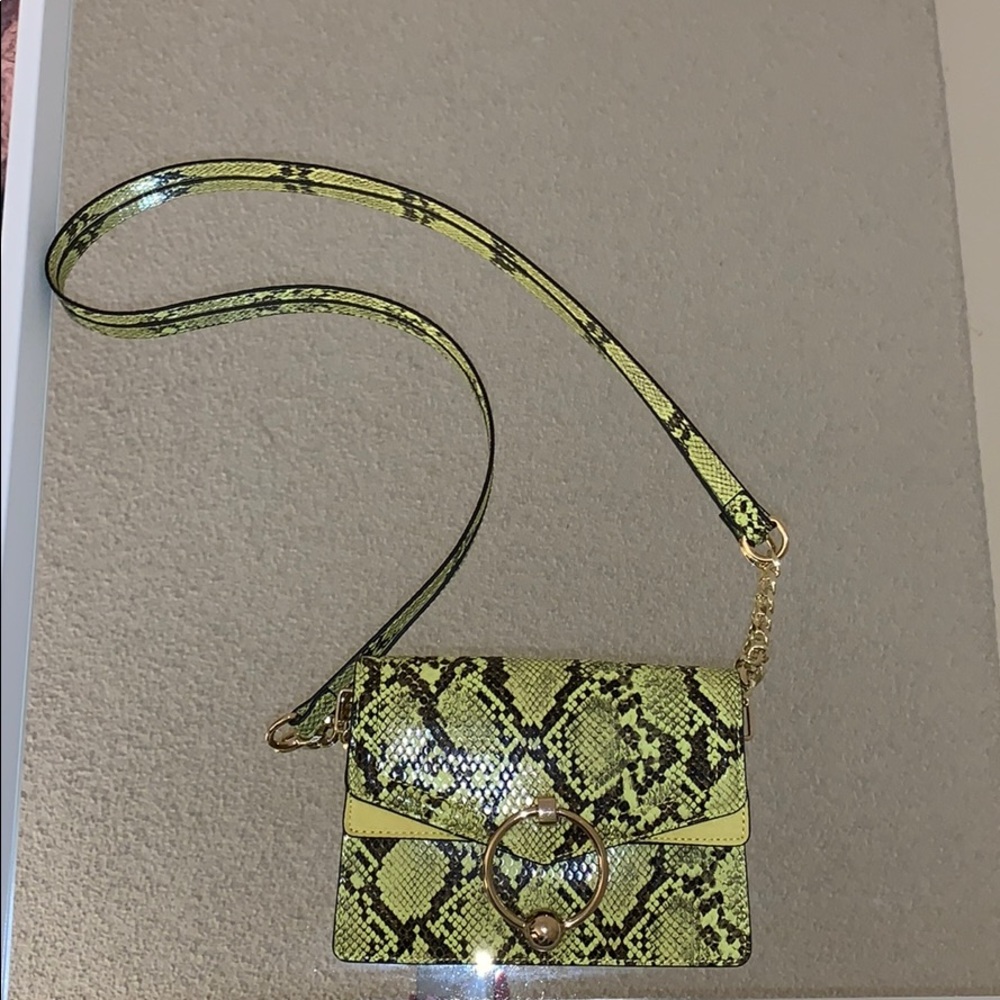Topshop Yellow Python Print Purse